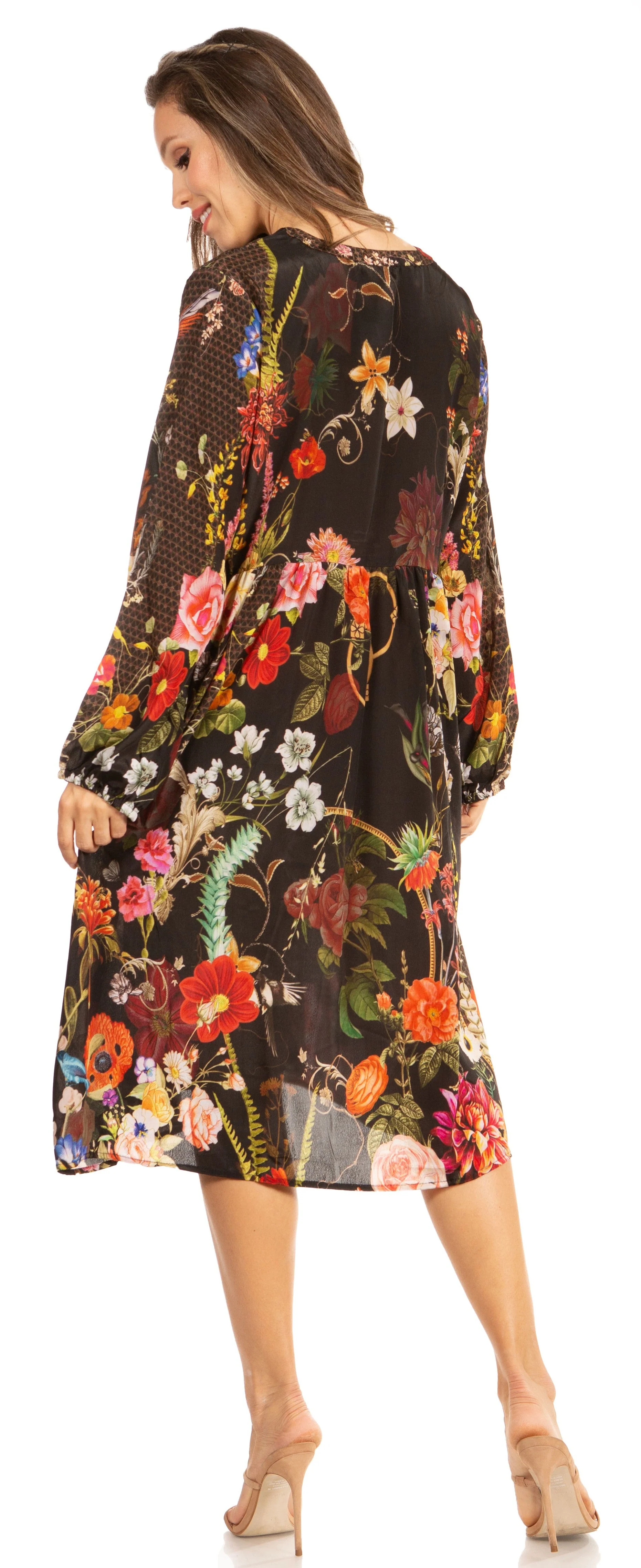Look Chic in Sakkas Jules Women's Long Sleeve Floral Midi Dress - Image 12