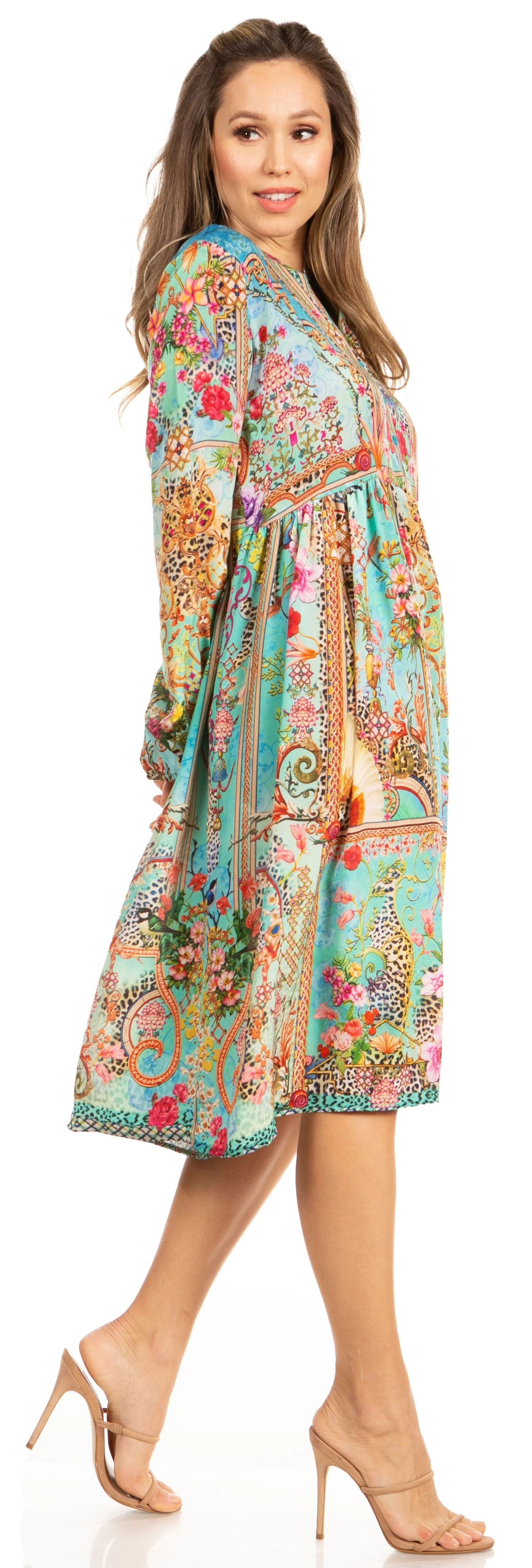 Look Chic in Sakkas Jules Women's Long Sleeve Floral Midi Dress - Image 8