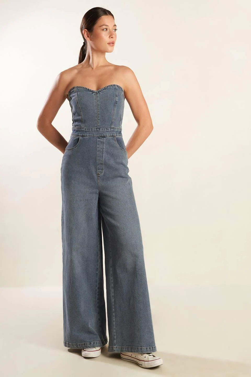 Look What We Started Denim Junpsuit - Image 4