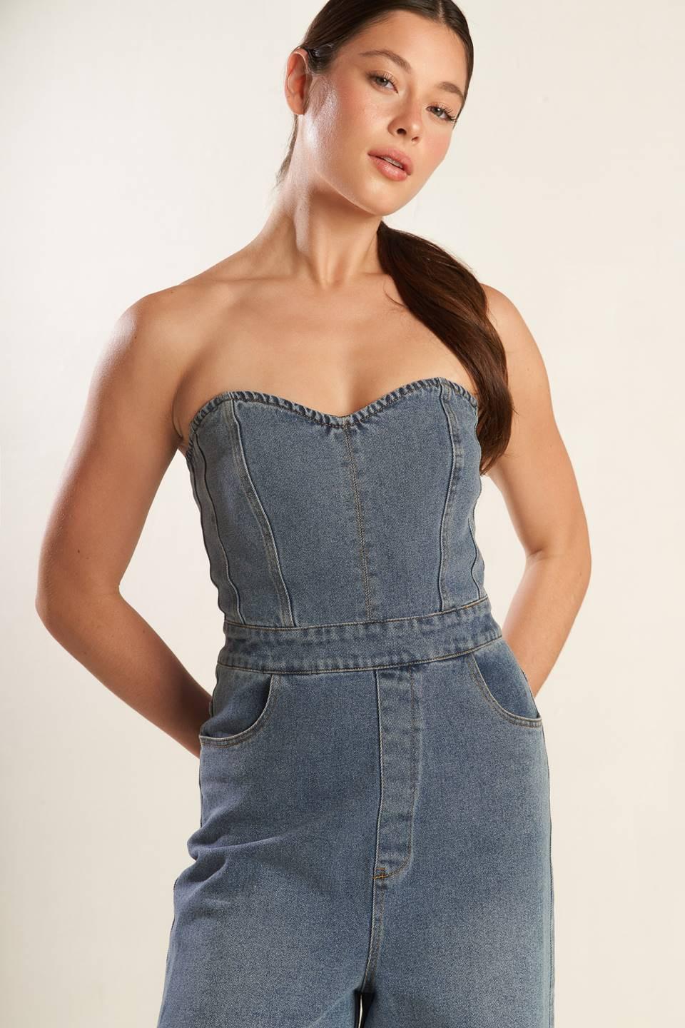 Look What We Started Denim Junpsuit - Image 7