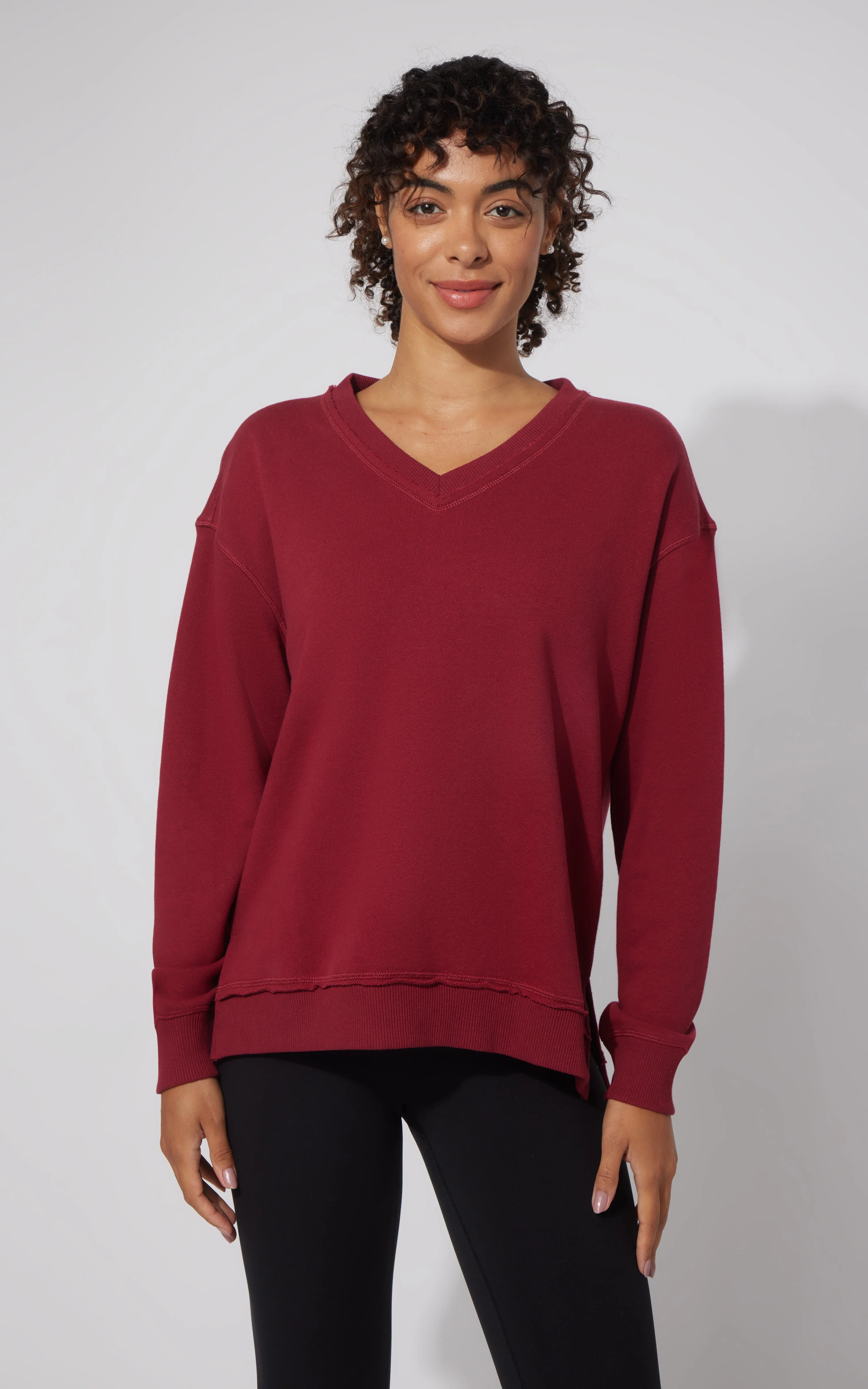 Loop Terry V-Neck Oversized Pullover - Image 5