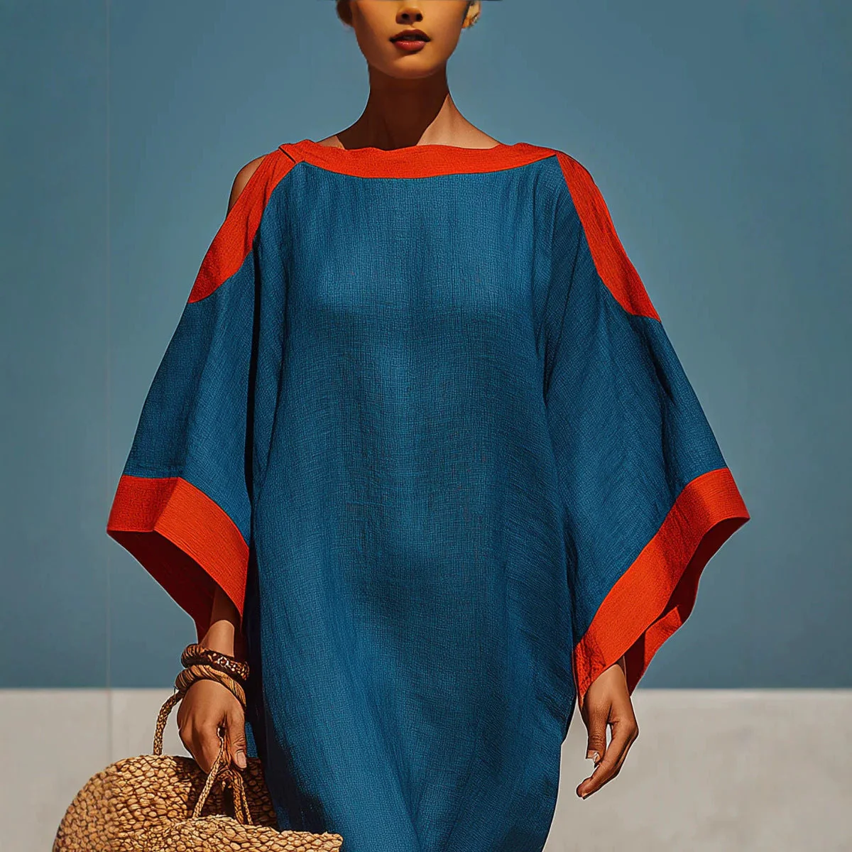 Loose-Fit Three-Quarter Sleeve Mid-Length Dress – 4 Colors S–3XL - Image 5