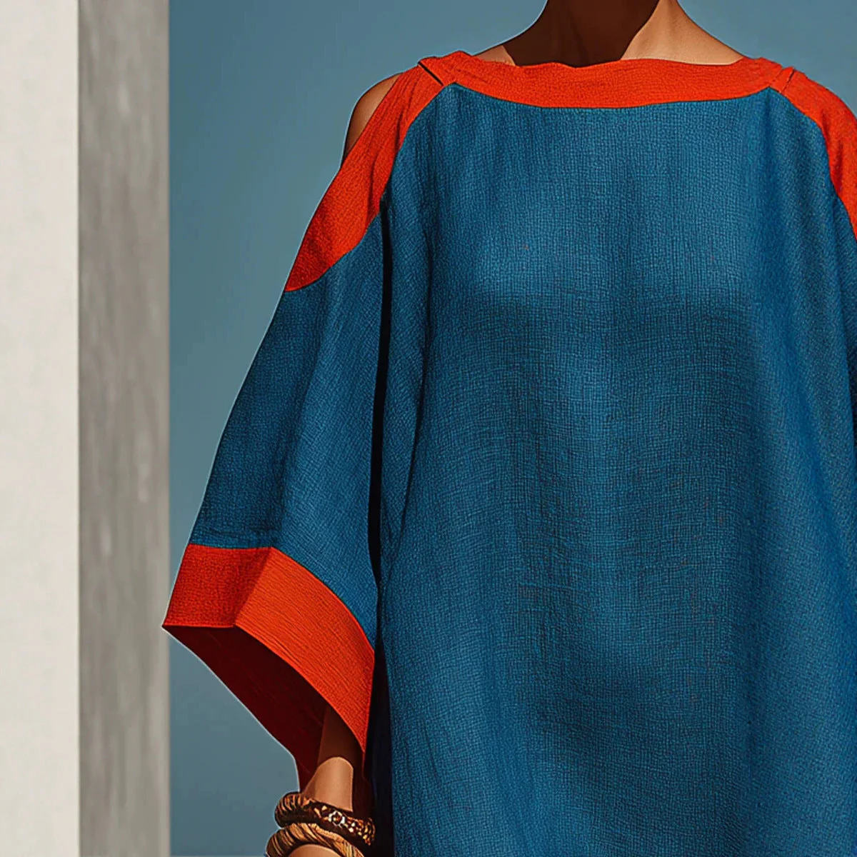 Loose-Fit Three-Quarter Sleeve Mid-Length Dress – 4 Colors S–3XL - Image 7