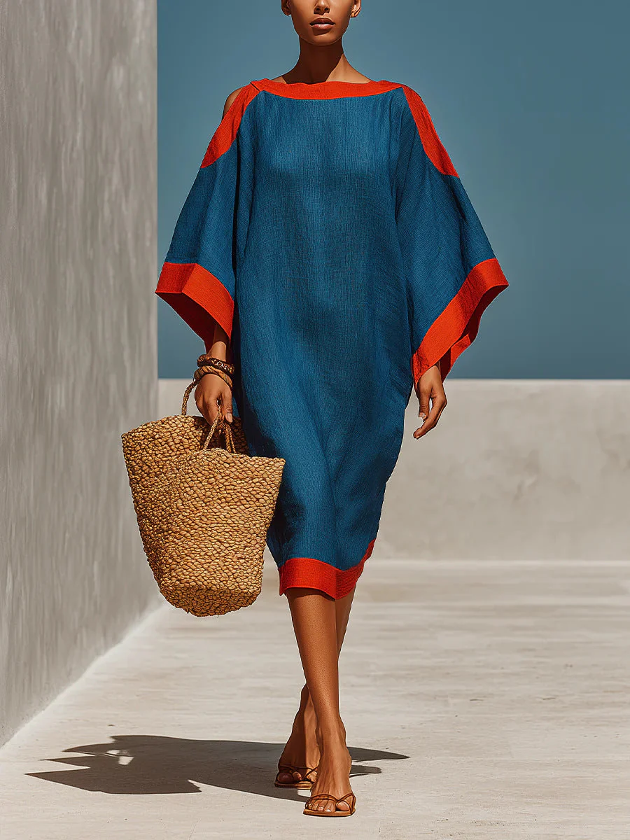 Loose-Fit Three-Quarter Sleeve Mid-Length Dress – 4 Colors S–3XL - Image 8