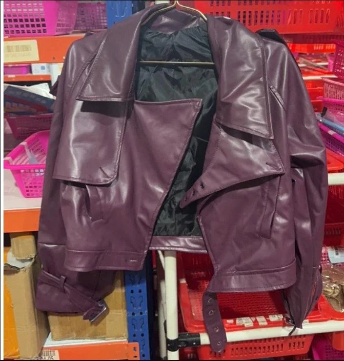 Loose Lapel Leather Jacket Fashion Cropped Tops Streetwear For Womens Clothing - Image 7