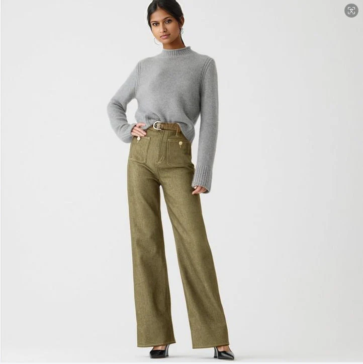 Loose Leisure Washed-out Button Slightly Flared Jeans - Image 2