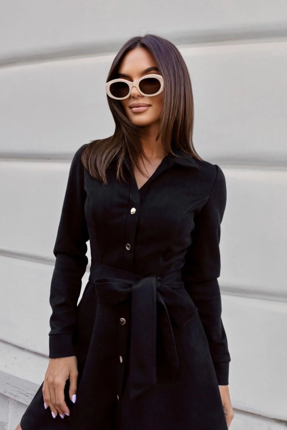 Loose Linen Lace-Up Long-Sleeve Mini Dress – 3 Colors, S–2XL - Image 5