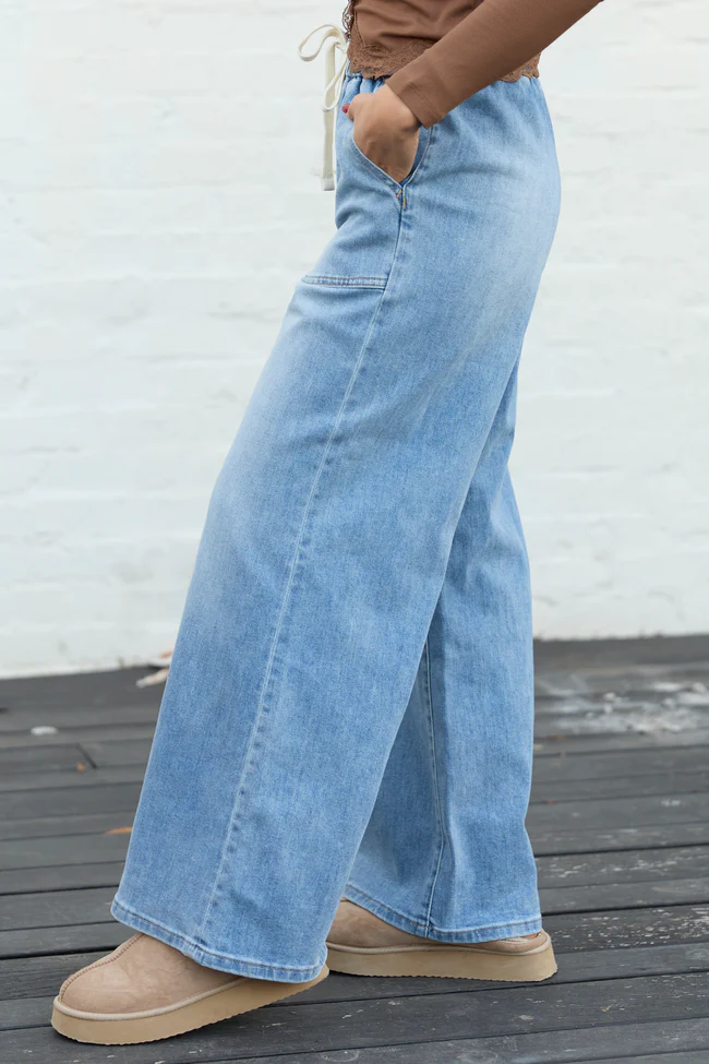 Lottie Wide Leg Cropped Tie Jeans - Image 3