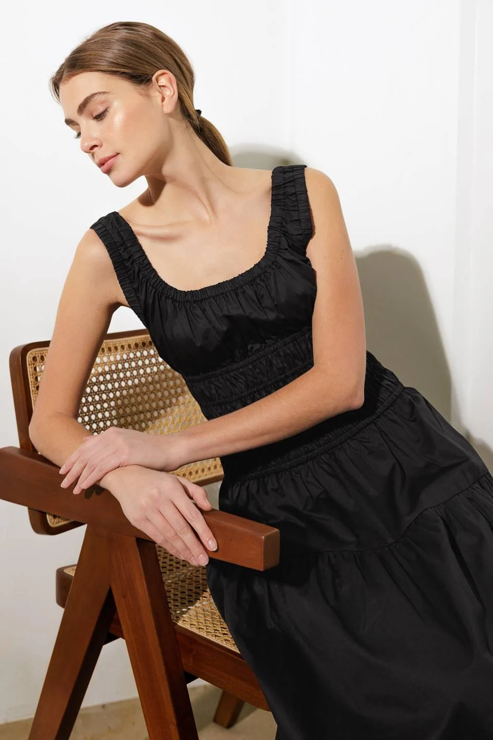 Loveliest Looks Black Woven Midi Dress - Image 2