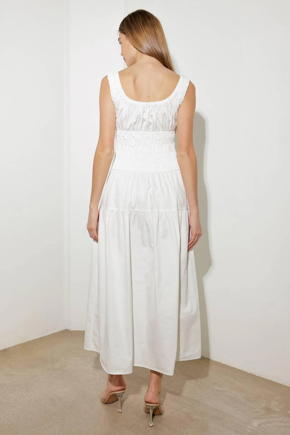 Loveliest Looks White Woven Midi Dress - Image 3