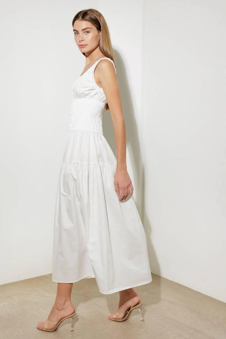 Loveliest Looks White Woven Midi Dress - Image 5