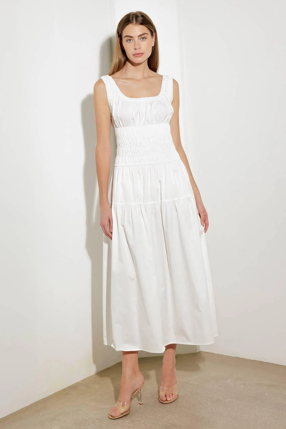 Loveliest Looks White Woven Midi Dress - Image 6