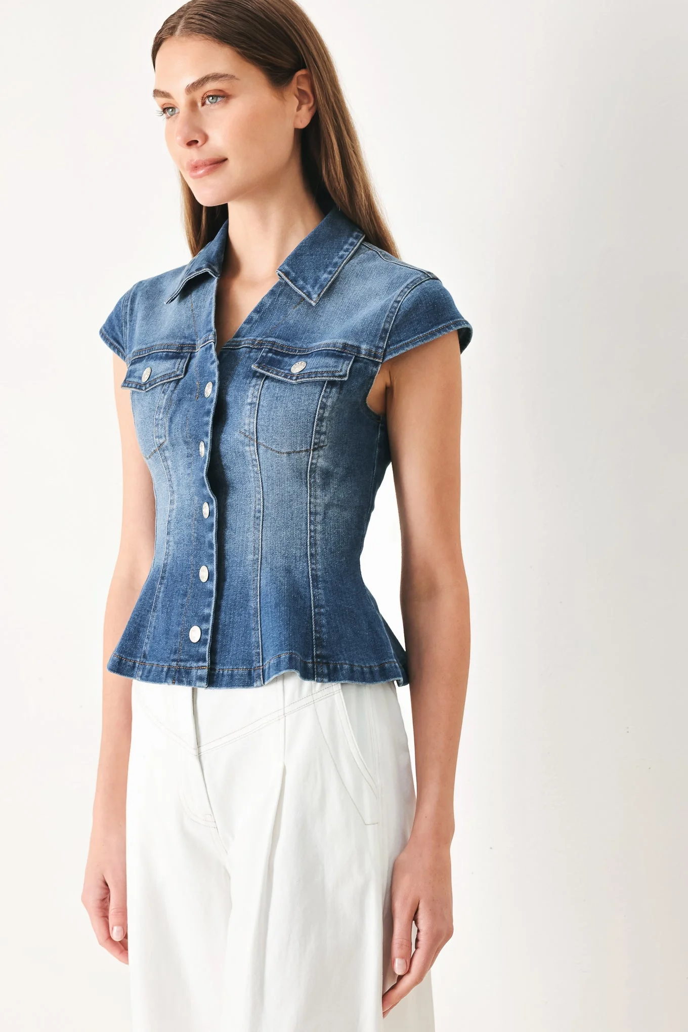 Lovely Collar Denim Top - Image 4