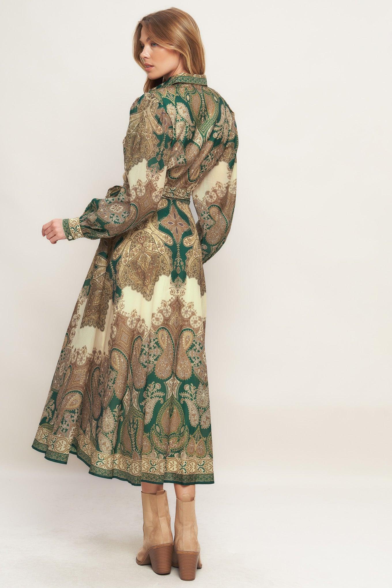 Lovely Golden Vision Woven Midi Dress - Image 3