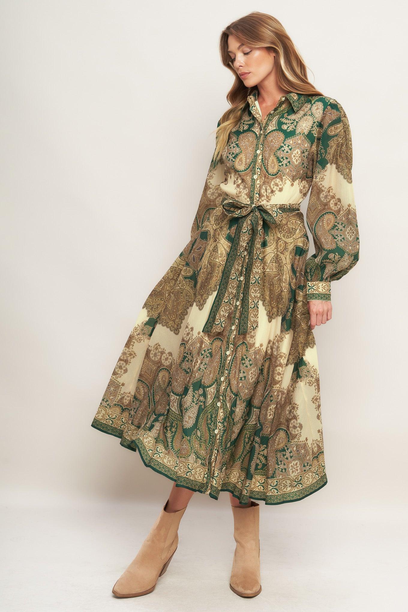 Lovely Golden Vision Woven Midi Dress - Image 4