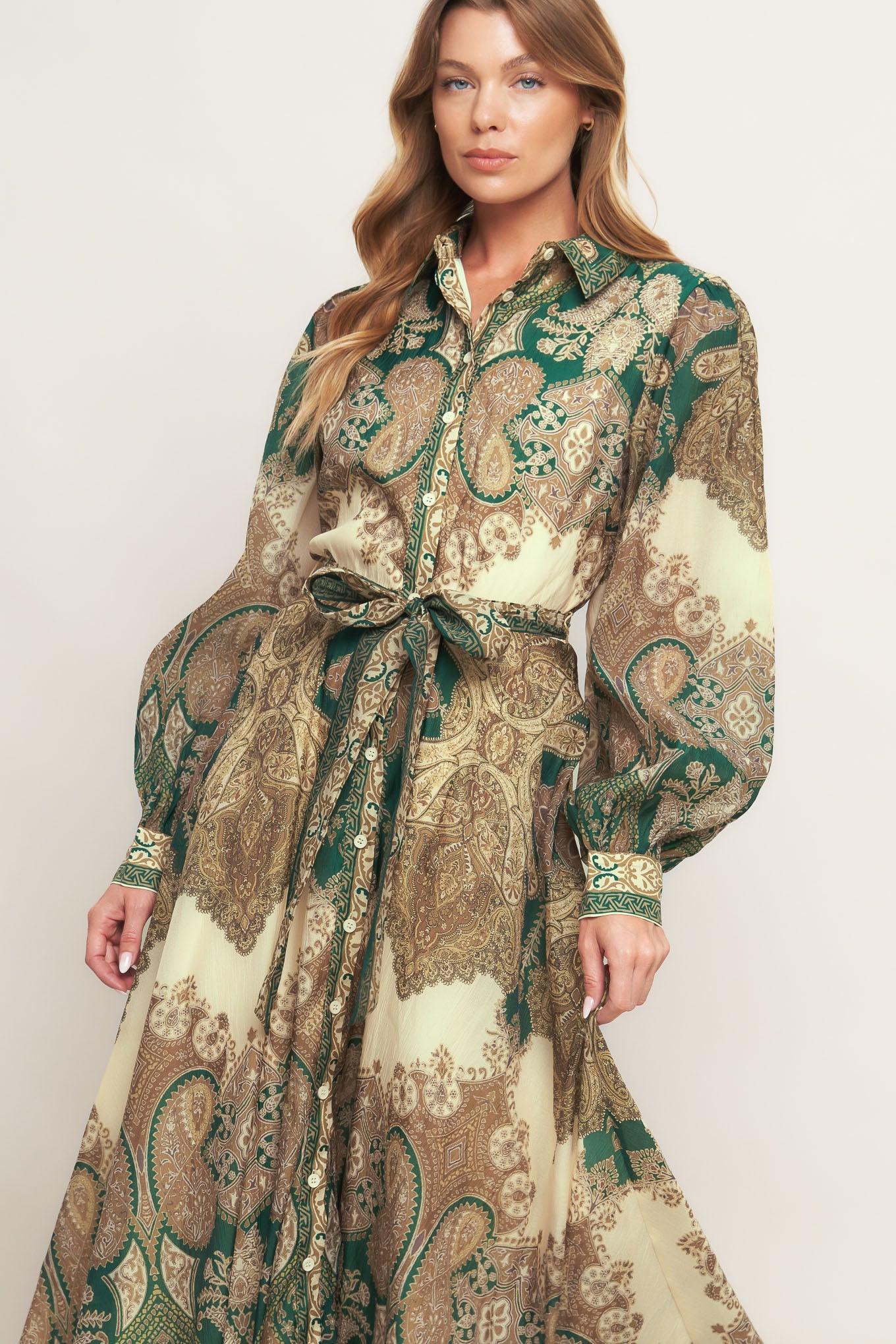 Lovely Golden Vision Woven Midi Dress - Image 5