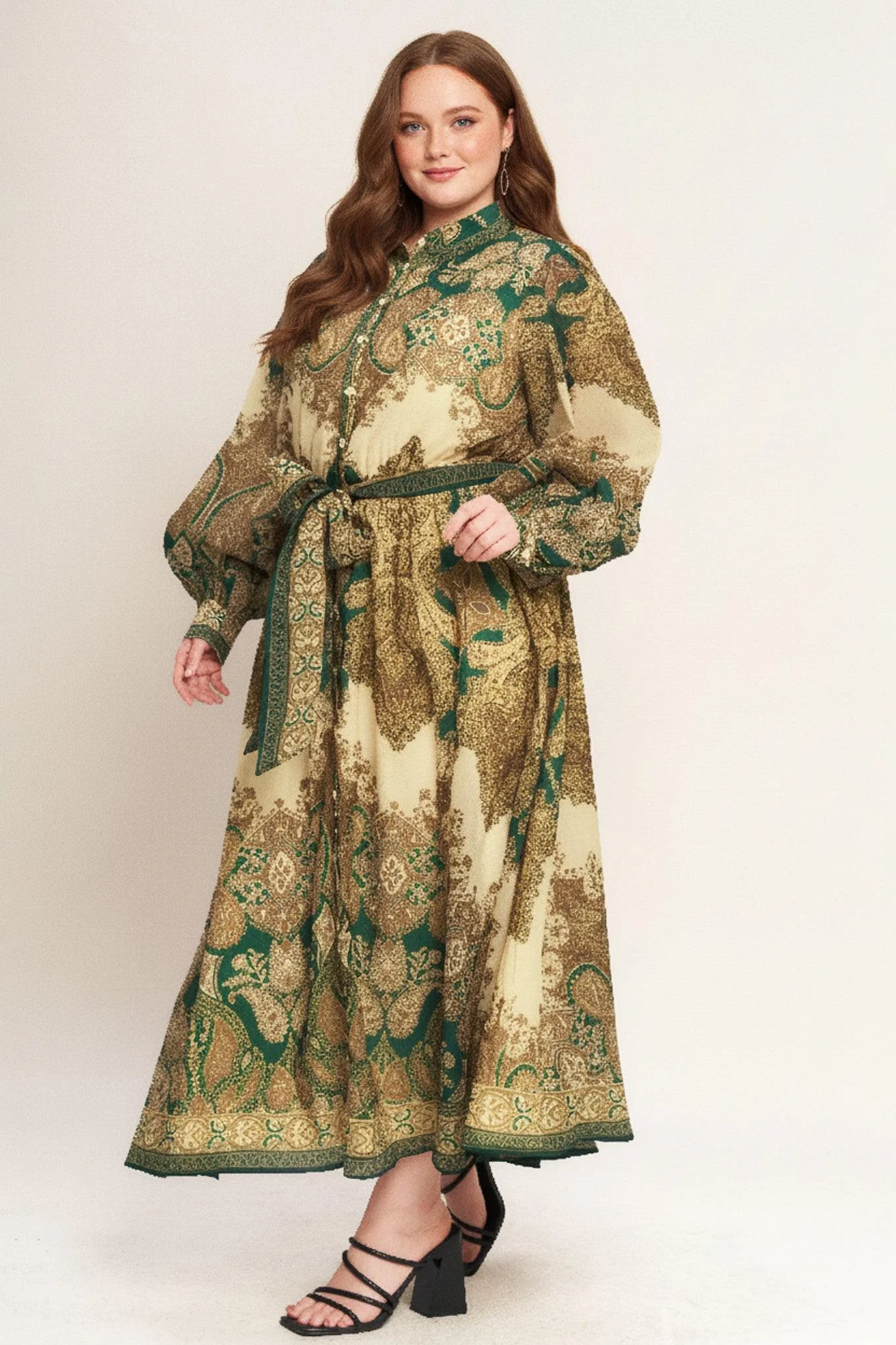 Lovely Golden Vision Woven Midi Dress - Image 9