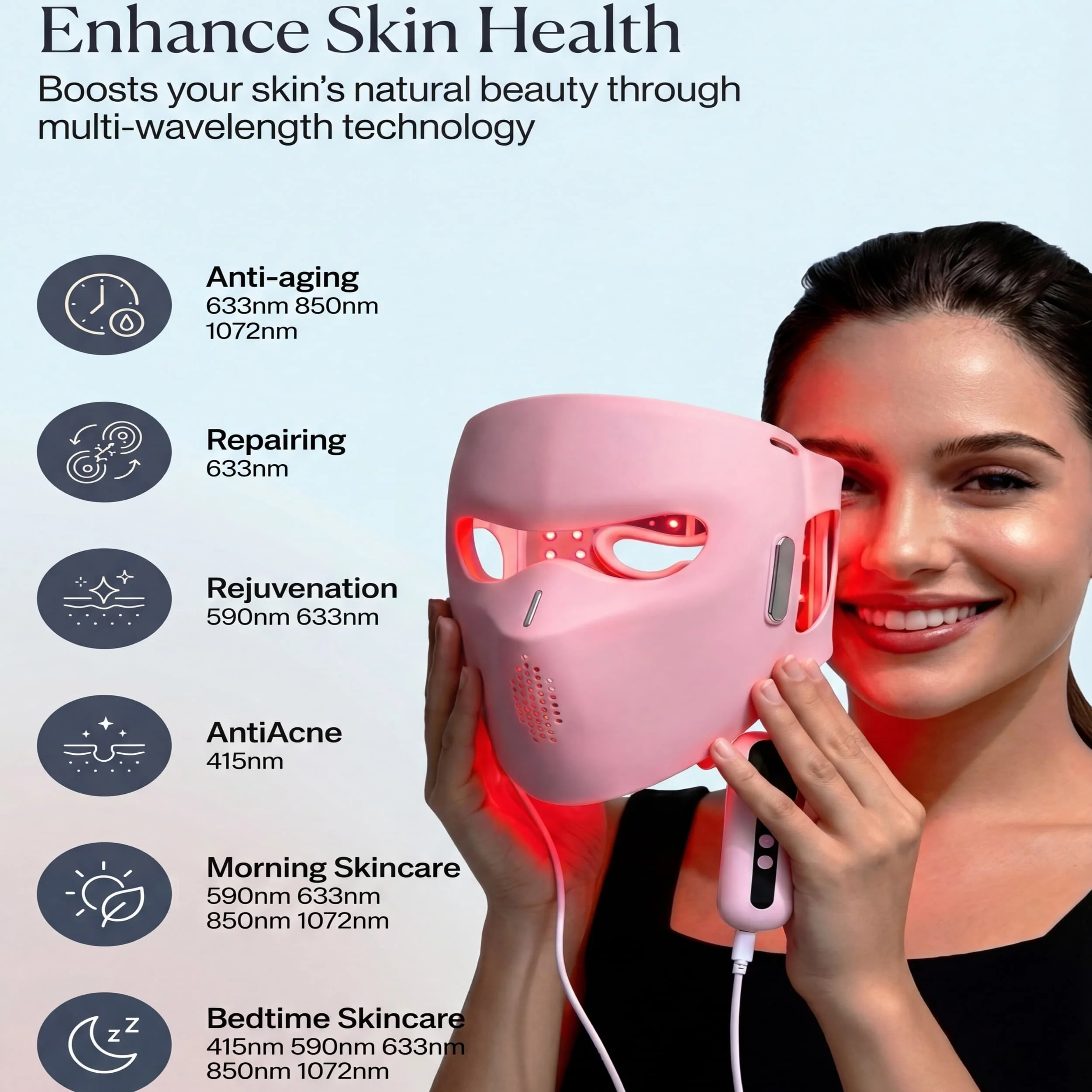Lovery 4D Led Light Therapy Mask with Near-Infrared Light Anti Aging Skin Rejuvenation - Image 2