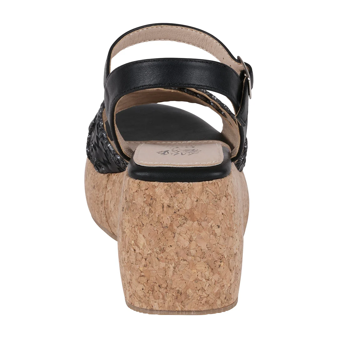 Lucy Black Cross Strap Slingback Platform Sandals - Image 2