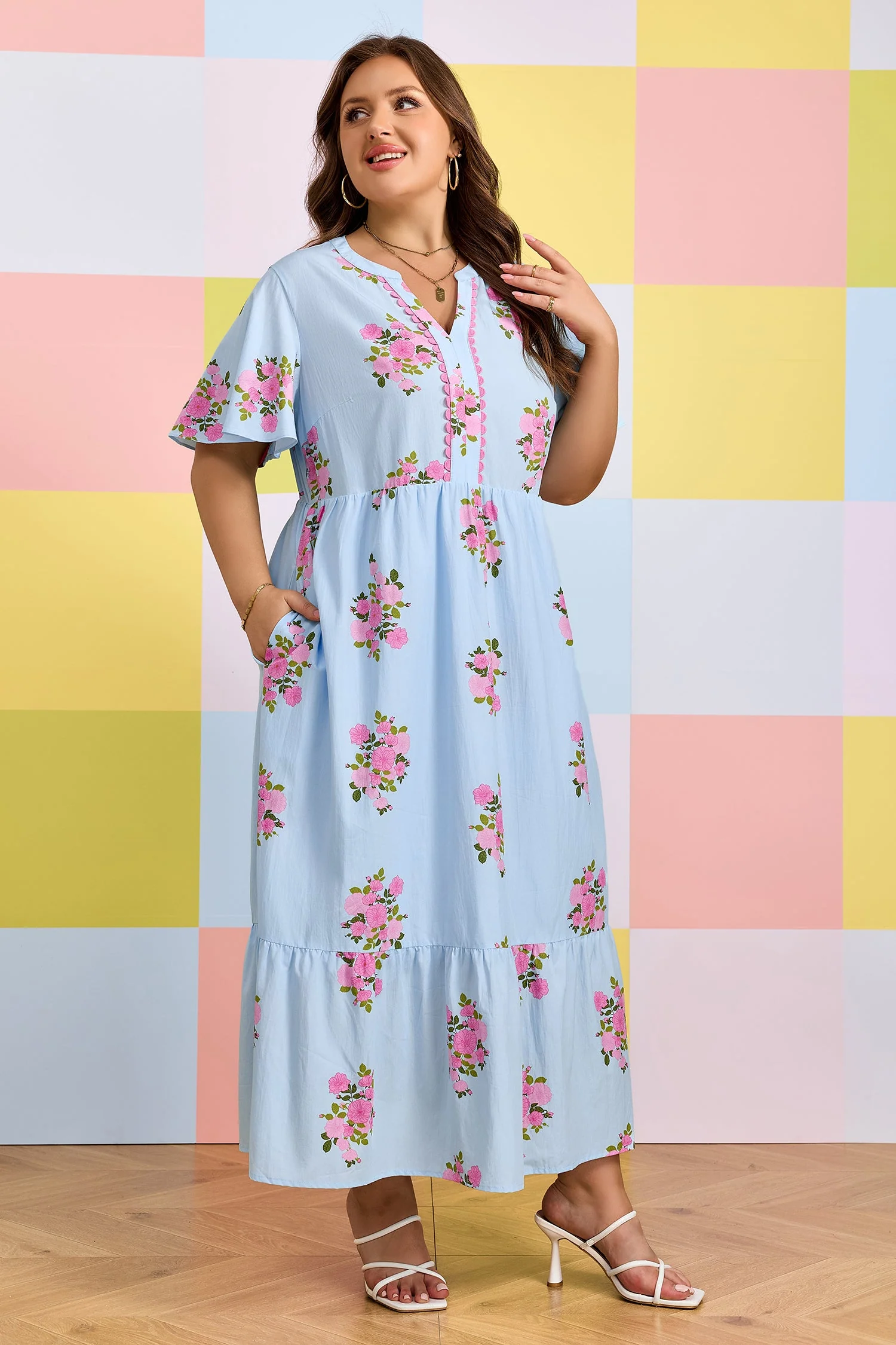 Threaded Pear Lucy Print Scalloped Trim Plus Dress - Image 7