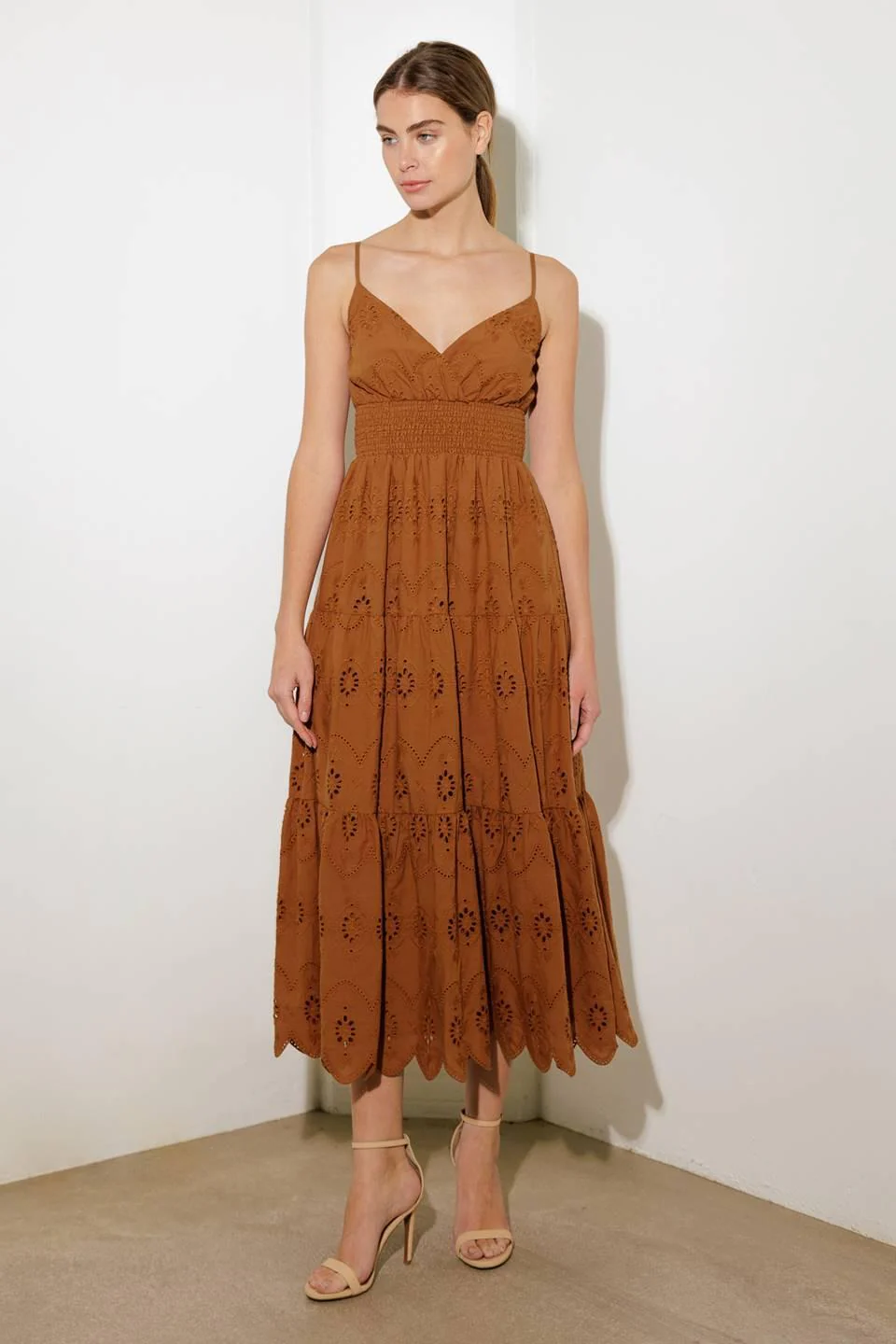 Luminous Bliss Woven Eyelet Midi Dress - Image 14