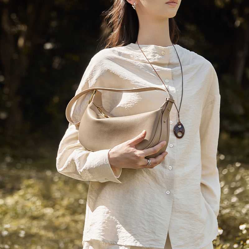 Luna Crescent Leather Shoulder Crossbody Bag - Image 11