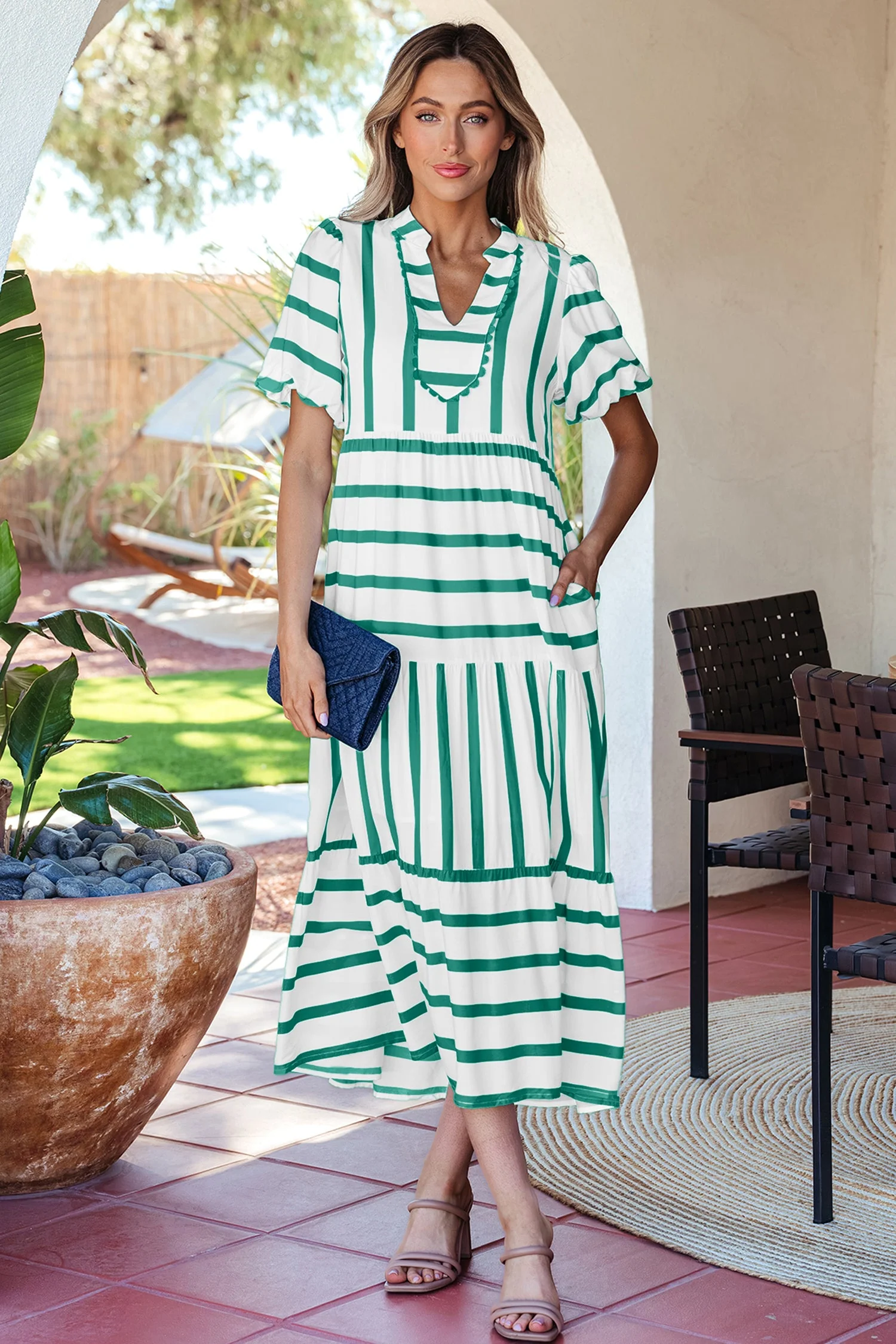 Threaded Pear Luna Half Sleeve Vacation Dress - Image 4
