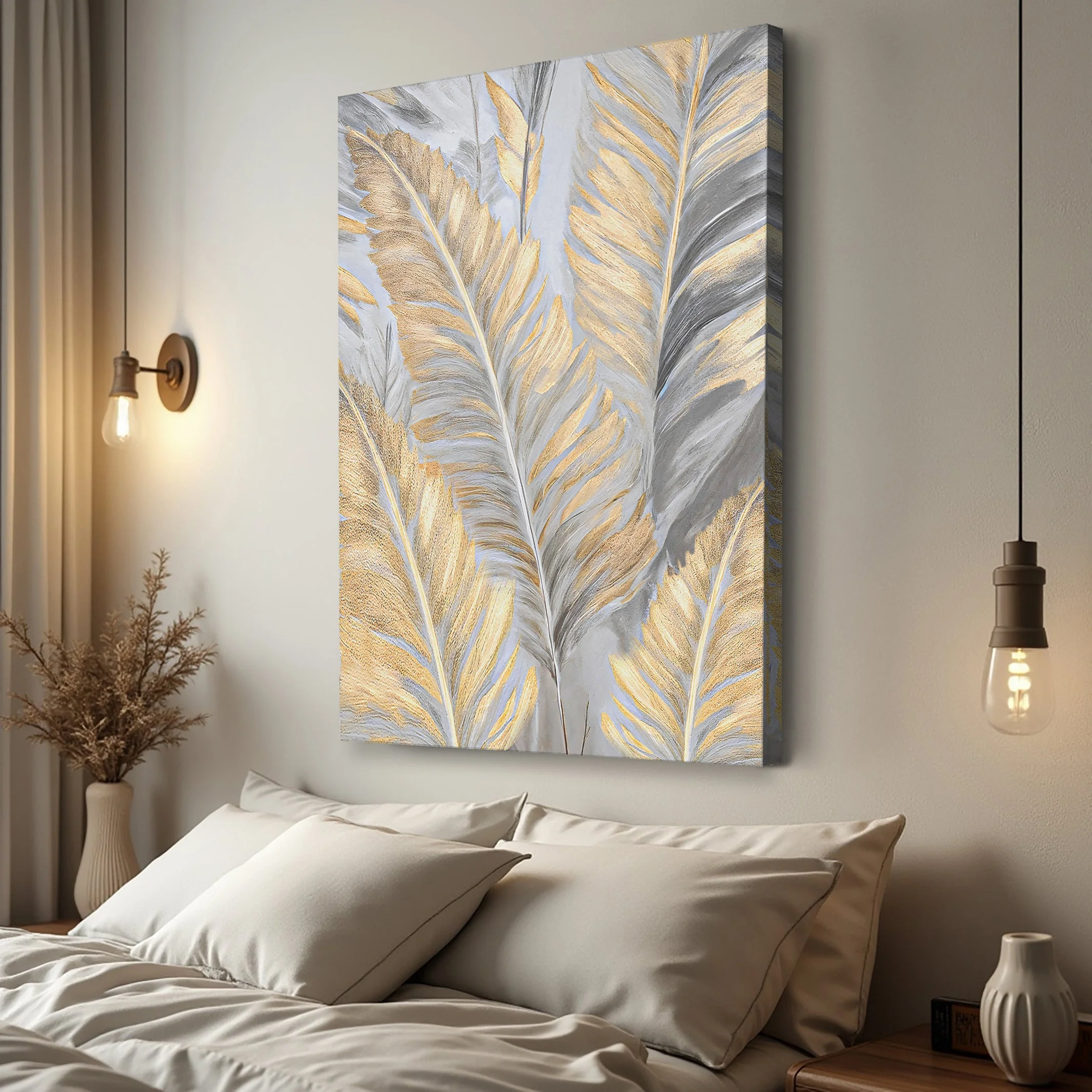 Luxury Gold and Silver Leaf Wall Art - Image 2