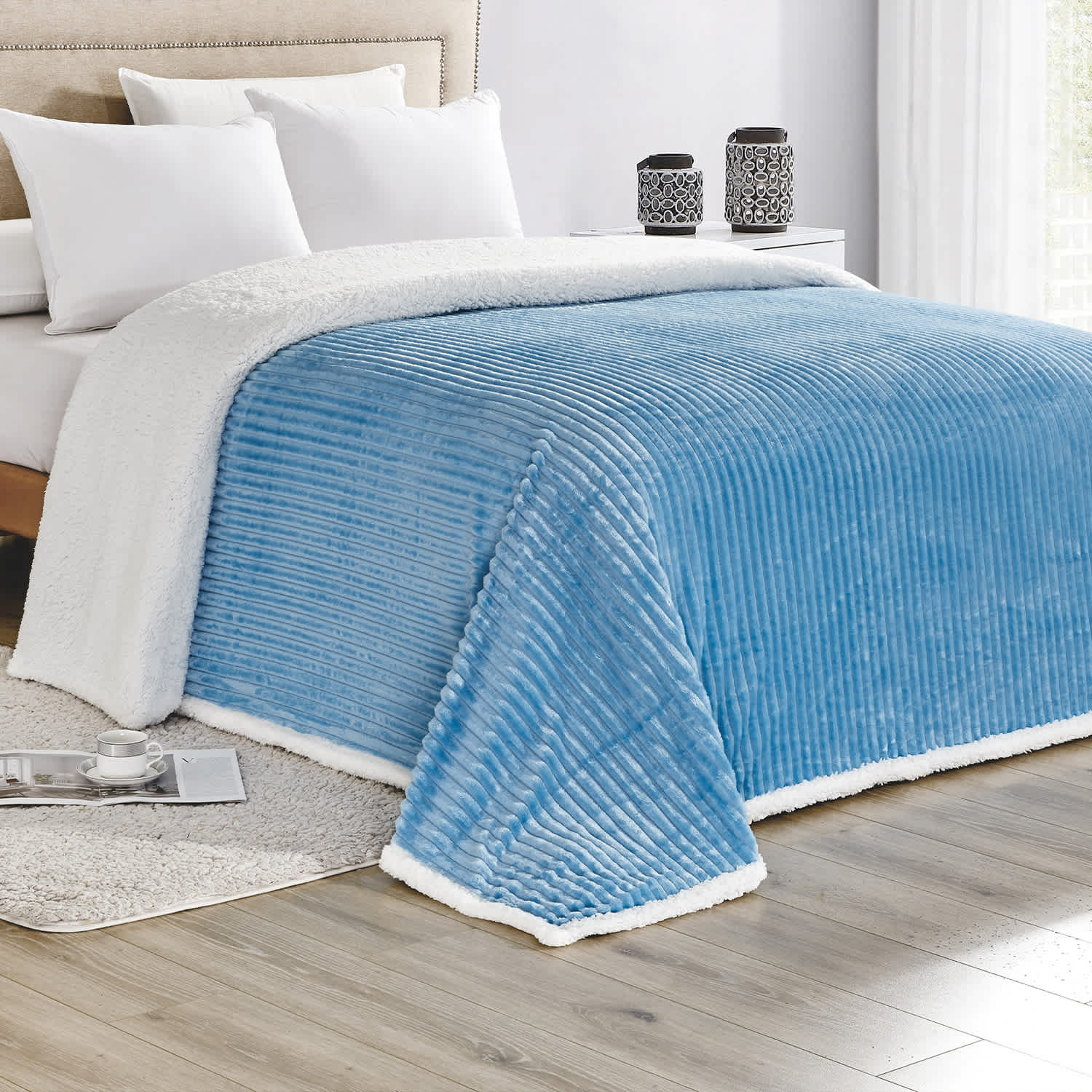 Luxury Home Corduroy Sherpa Reversible Blanket - Image 4