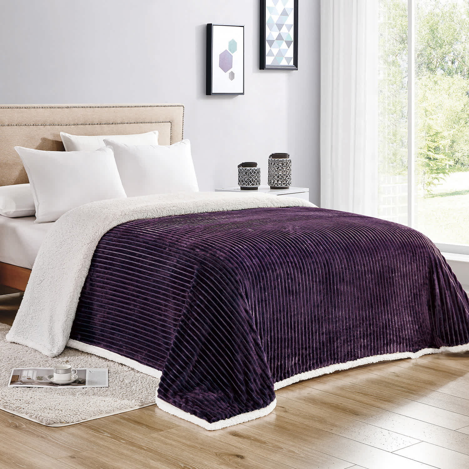 Luxury Home Corduroy Sherpa Reversible Blanket - Image 9
