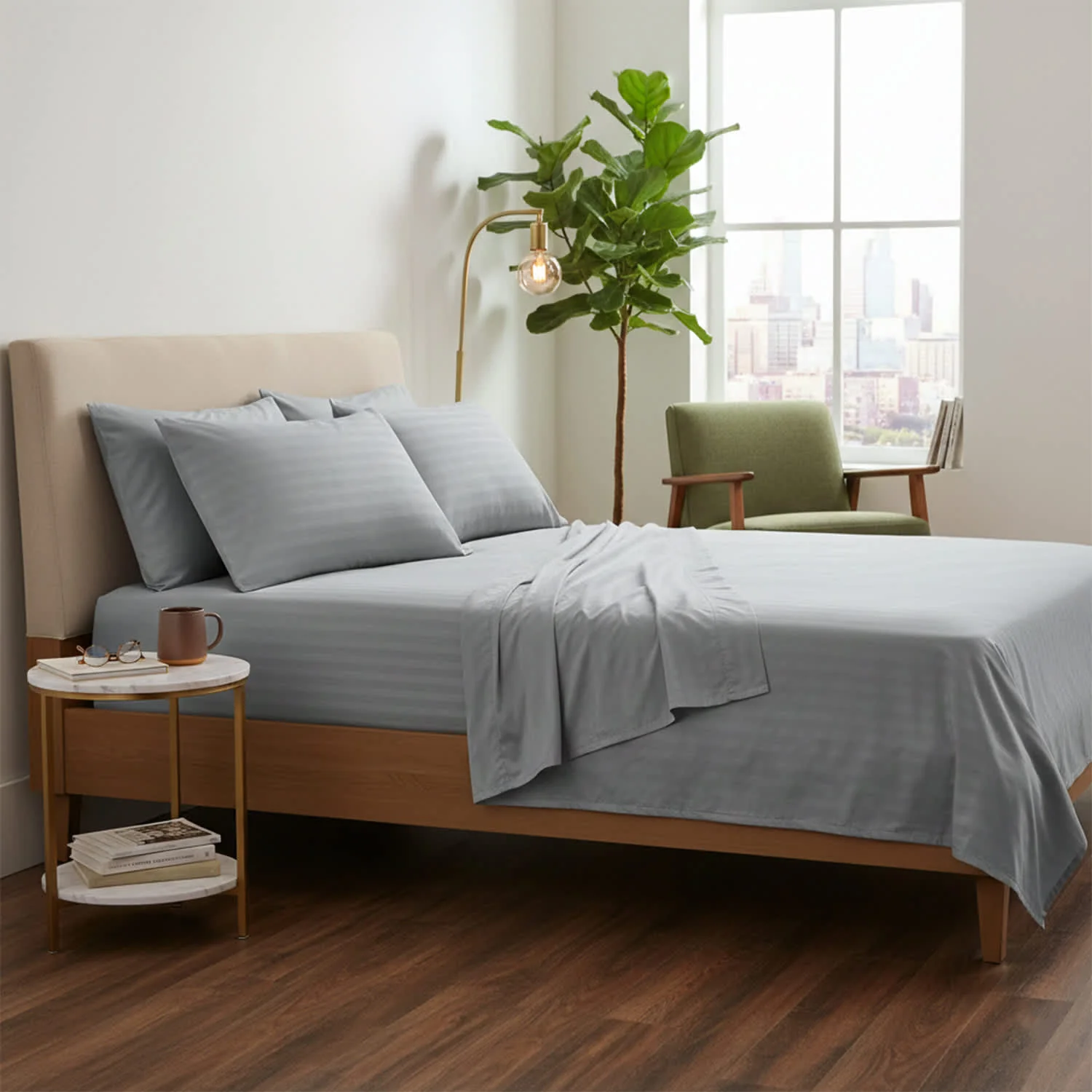 Luxury Home Dobby Stripe Bed Sheet Set – Ultra Soft 100% Polyester Sheets - Image 9