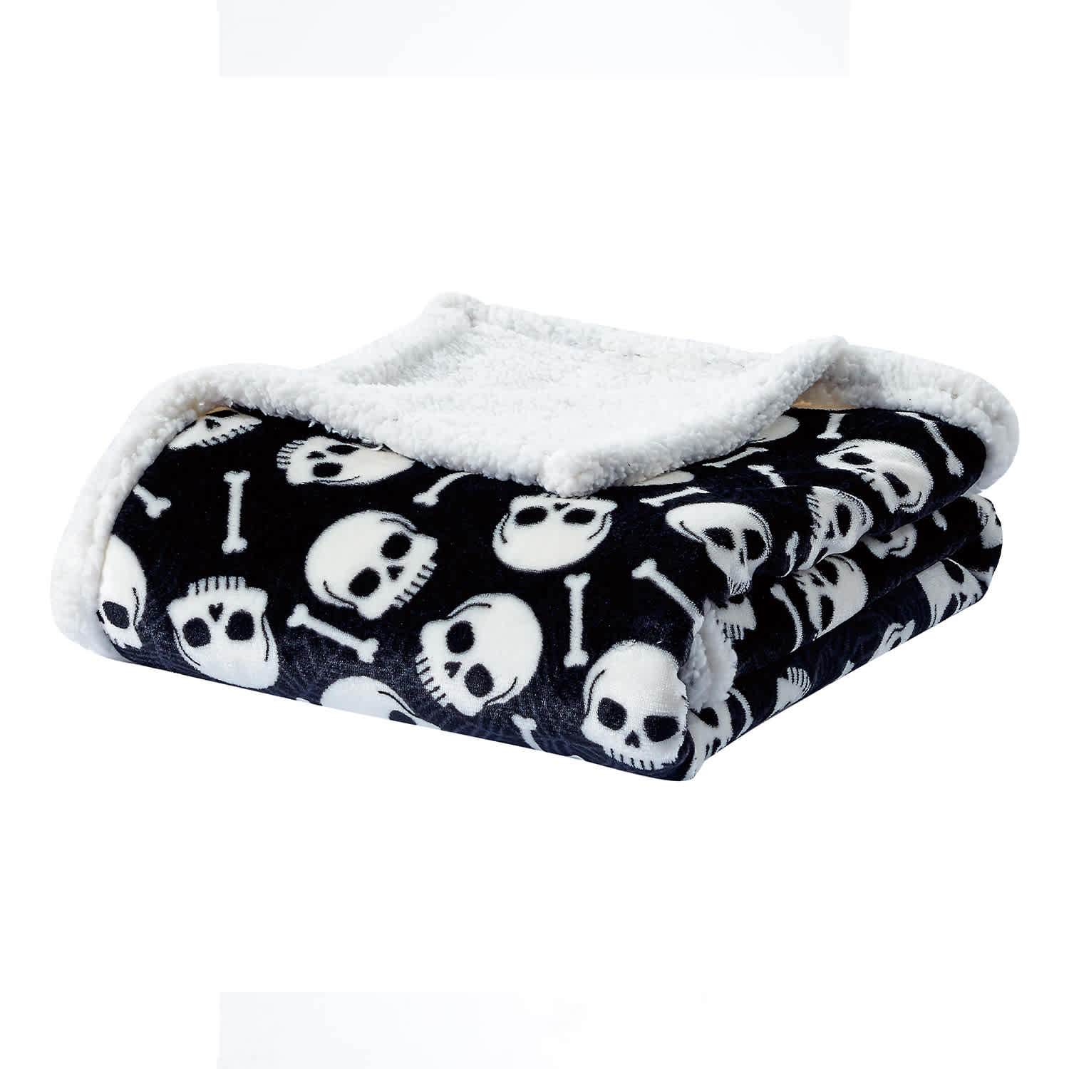 Luxury Home Skull & Bones Halloween Sherpa Throw Blanket