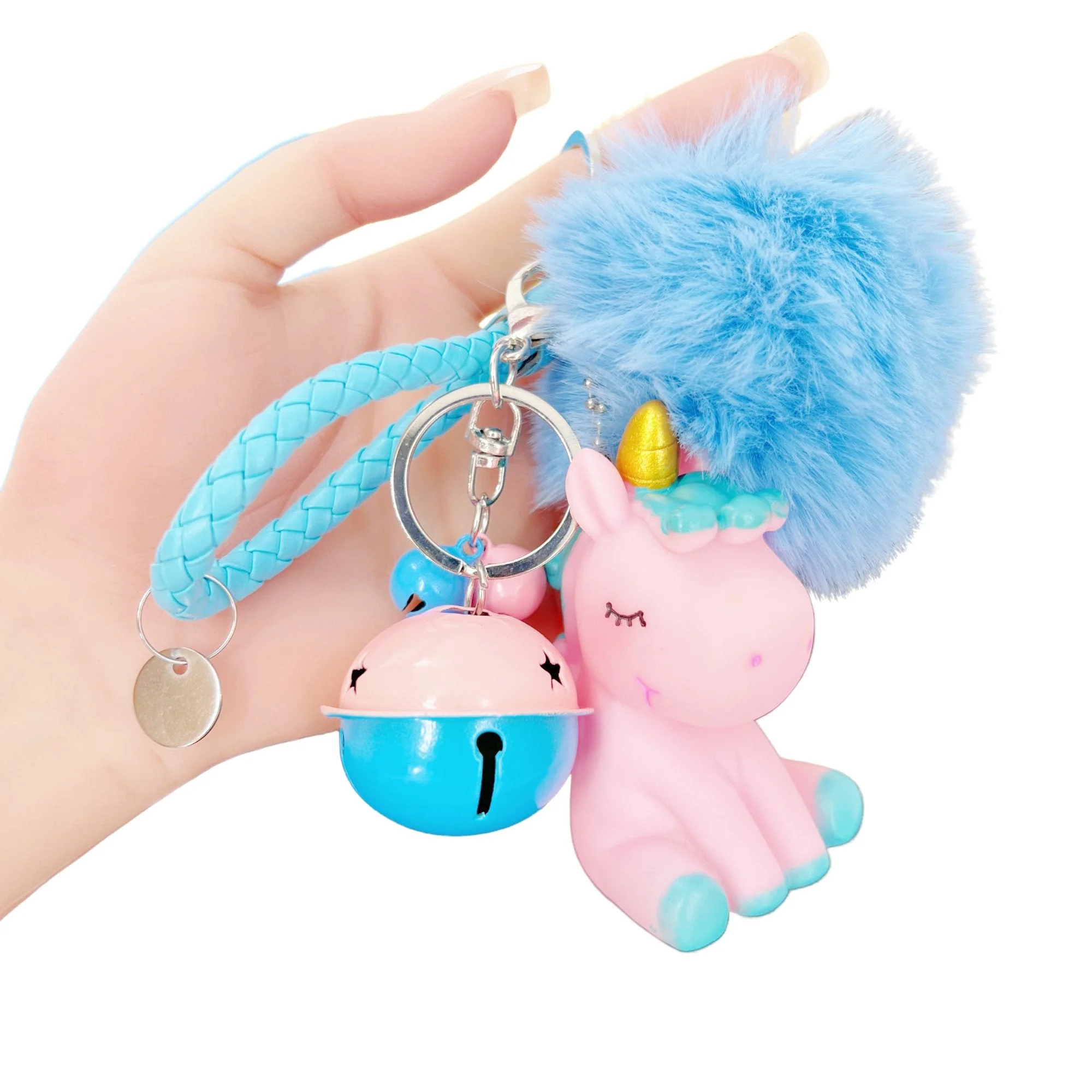 Magical Unicorn Keychain with Fur Ball and Bell for Daily Charm - Image 13
