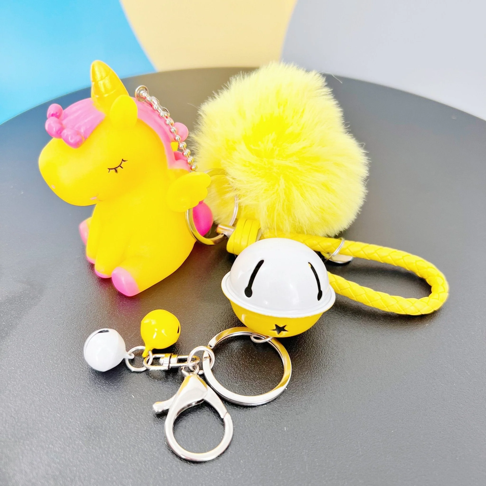 Magical Unicorn Keychain with Fur Ball and Bell for Daily Charm - Image 6
