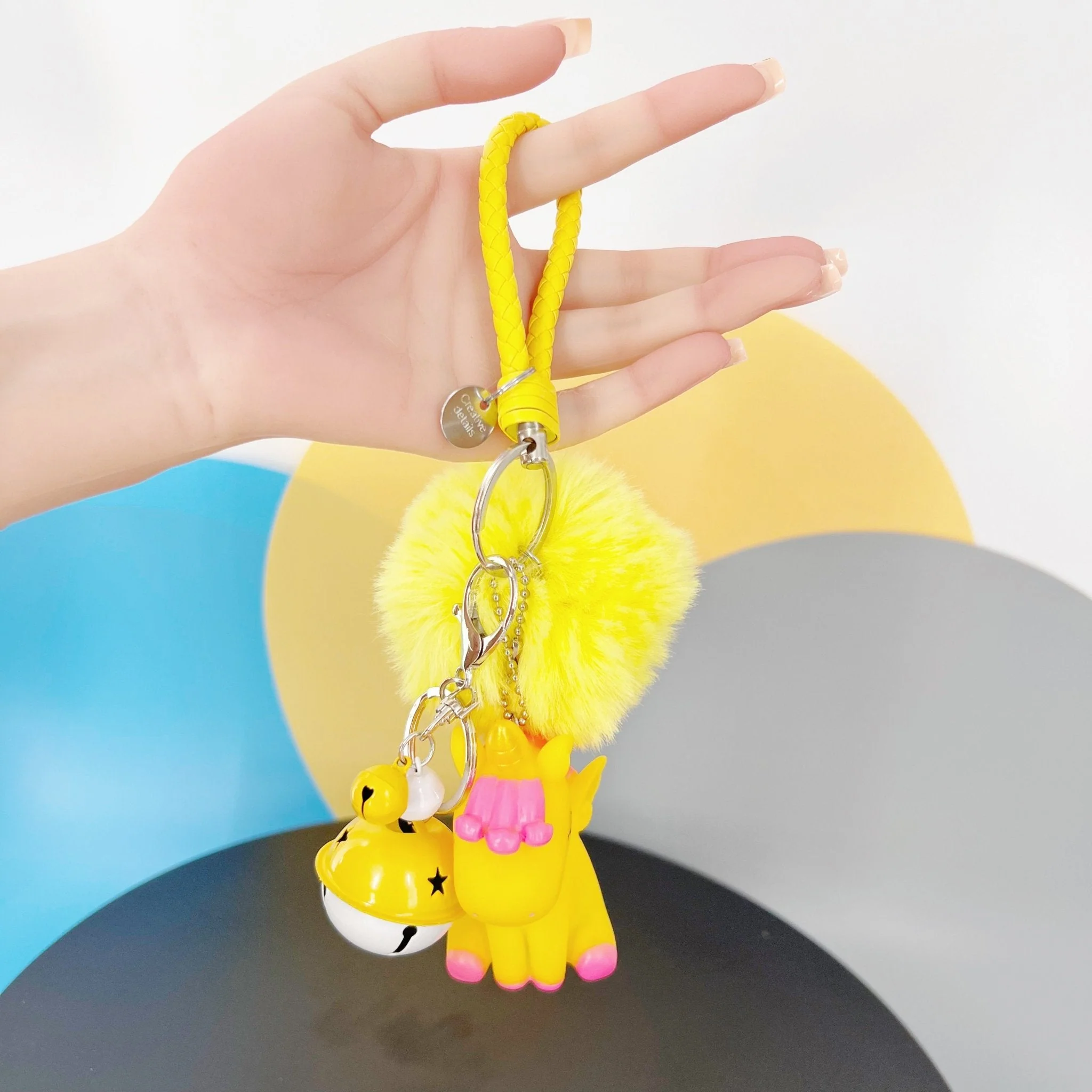 Magical Unicorn Keychain with Fur Ball and Bell for Daily Charm - Image 7