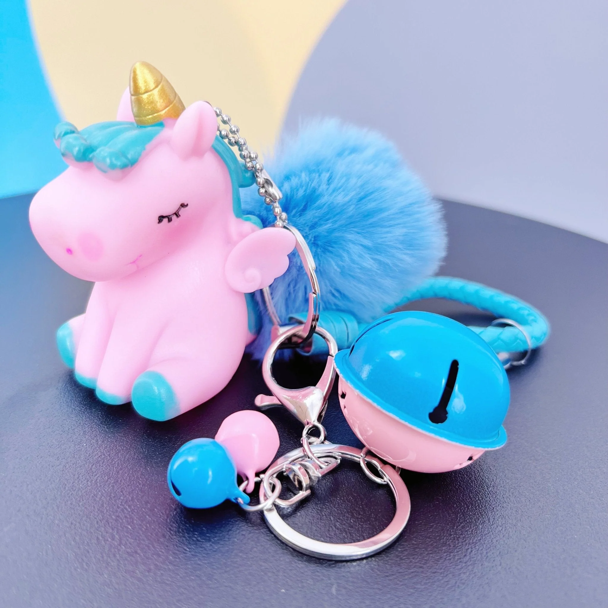 Magical Unicorn Keychain with Fur Ball and Bell for Daily Charm - Image 8