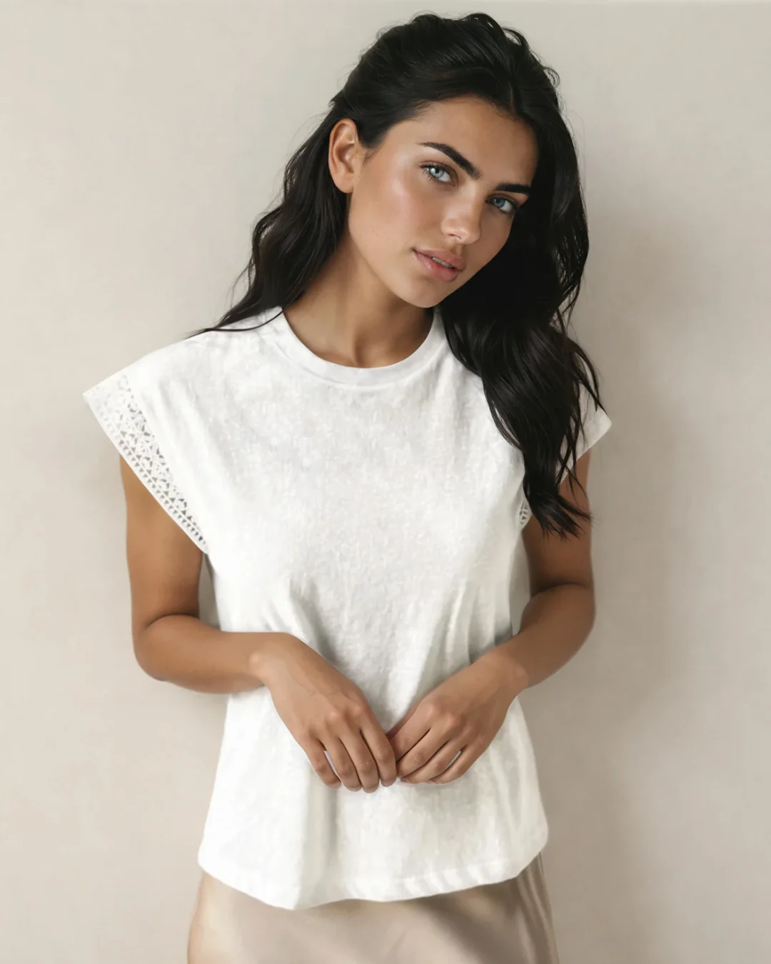 Maisy Lace Cap Sleeve Round Neck Top - Image 4