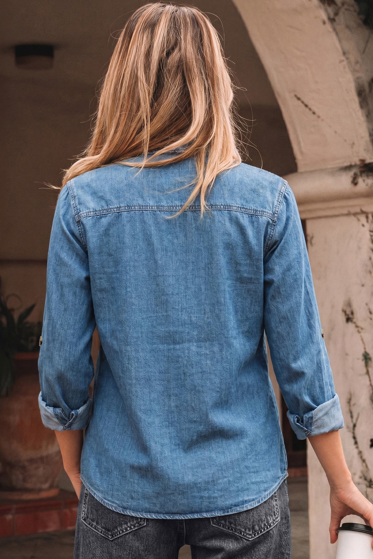 Threaded Pear Makenna Myosotis Down Slim Shirt - Image 2