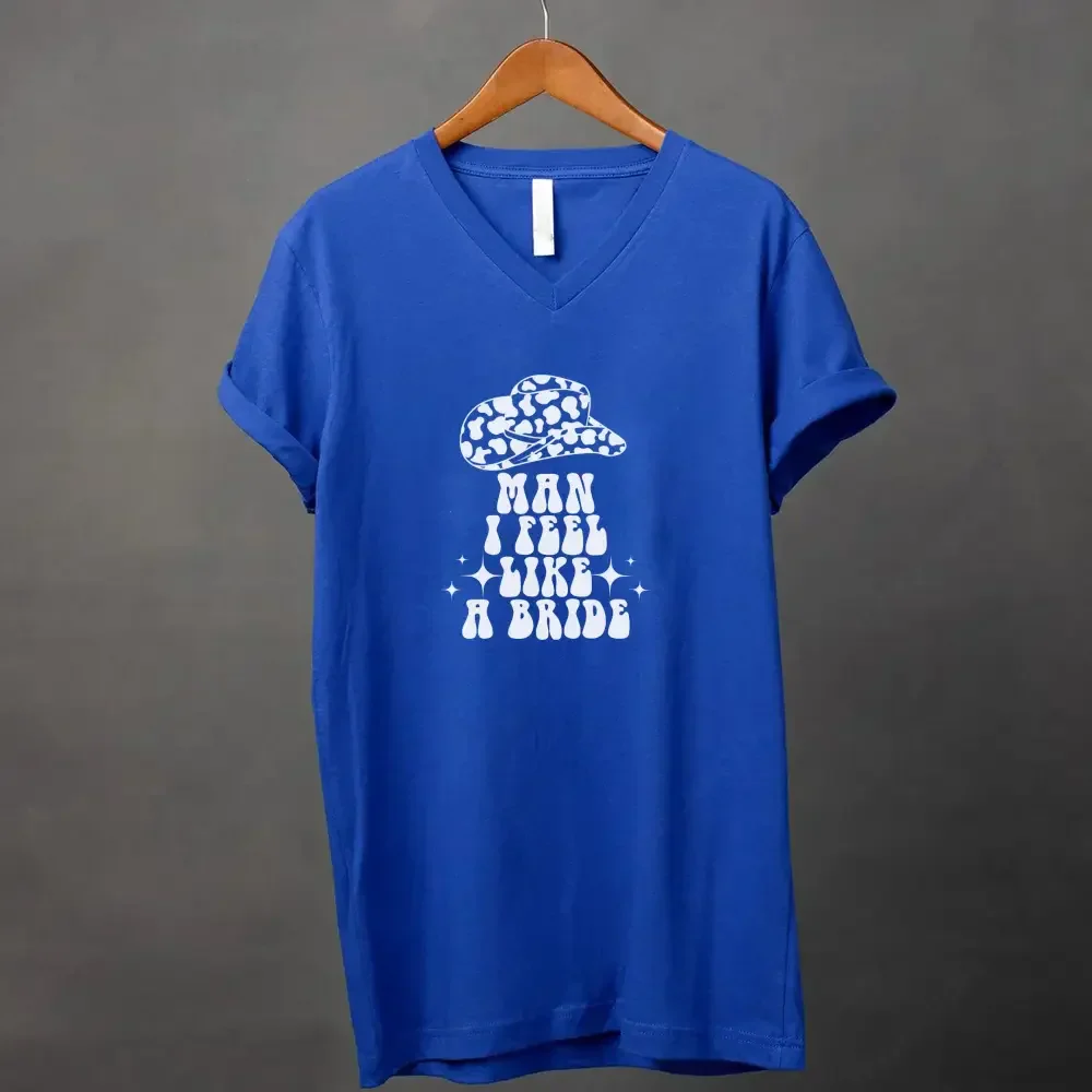 🍾 Man I Feel Like a Bride Bachelorette Party Matching V-Neck T-Shirts 💍 - Image 16