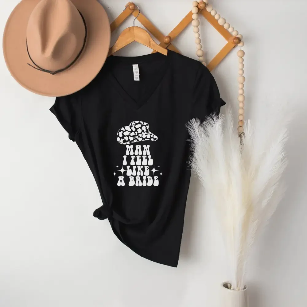 🍾 Man I Feel Like a Bride Bachelorette Party Matching V-Neck T-Shirts 💍 - Image 8