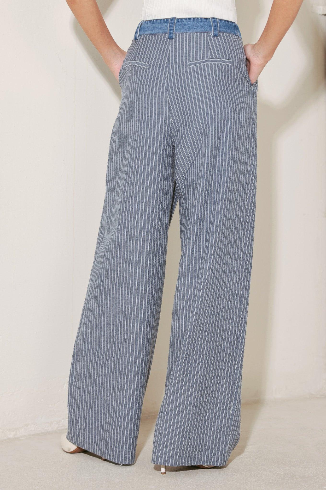 Marina Pinstripe Woven Seersucker Pants - Image 2