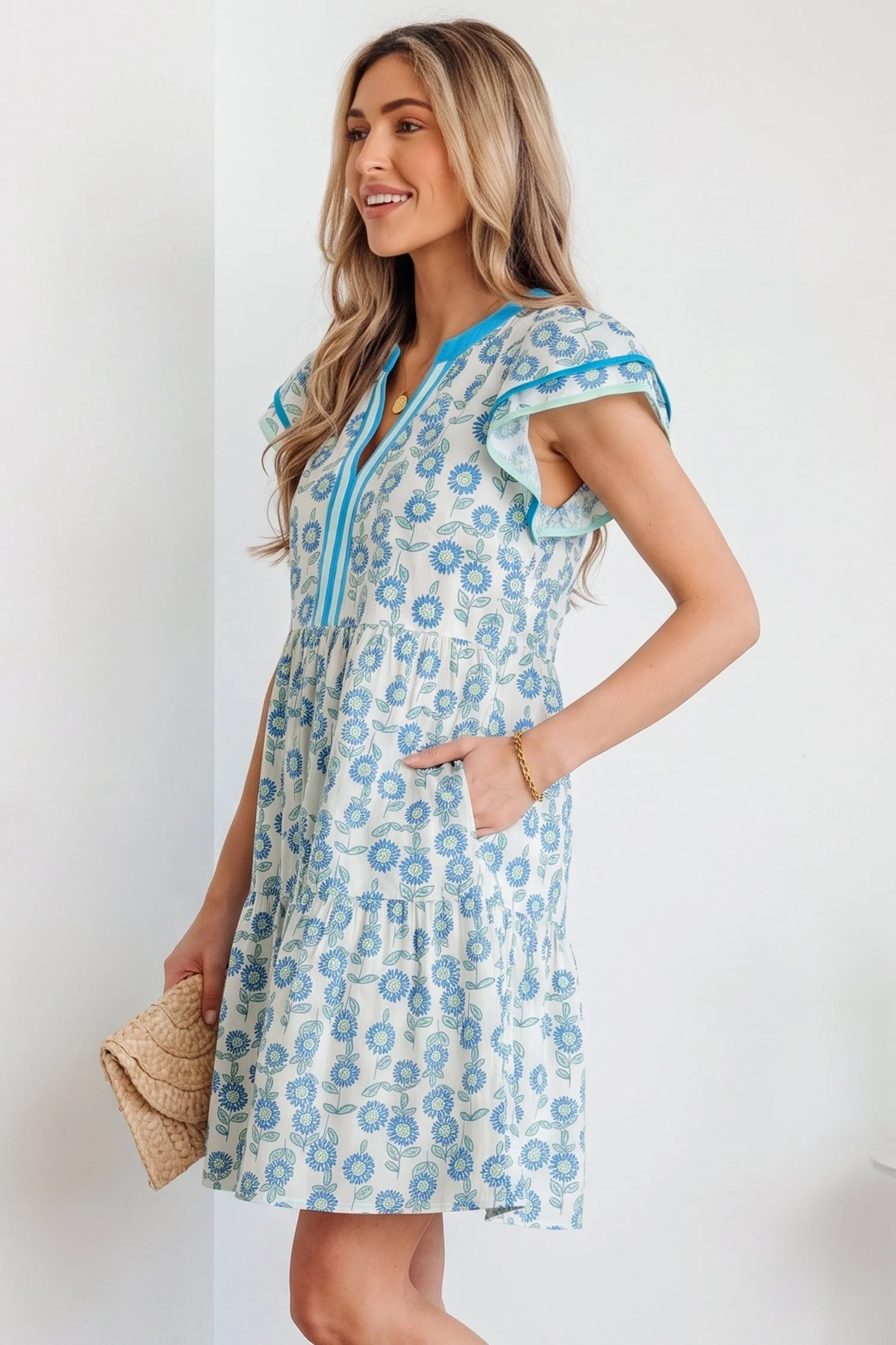 Threaded Pear Marlowe Flutter Sleeve Mini Dress - Image 4