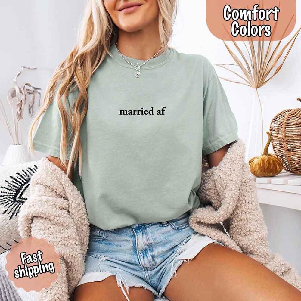 Married AF Comfort Colors T-Shirt, Just Married Couple Tee - Image 8