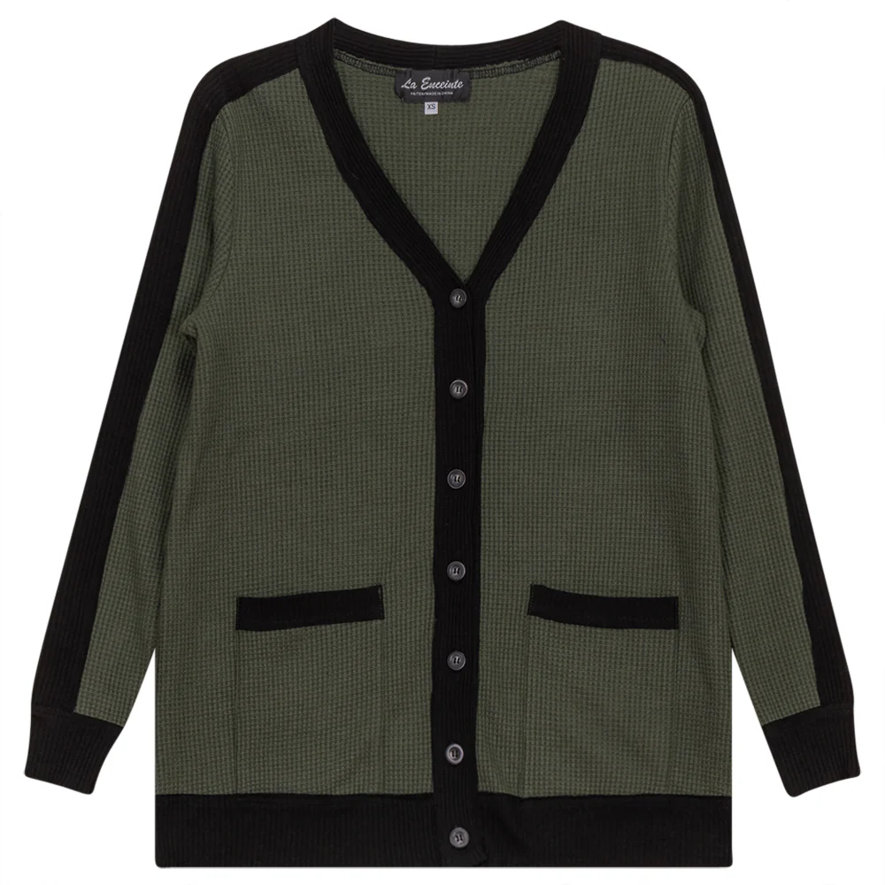 Maternity Waffle Contrast Cardigan - Image 2