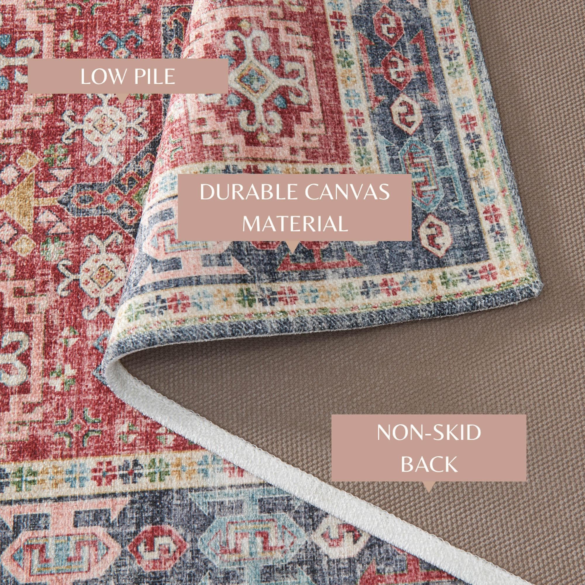 Medallion Machine Washable Accent Area Rug 3' x 5' - Nava Collection - Image 14