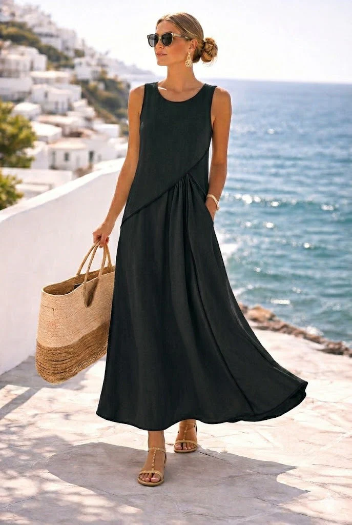 Mediterranean Contrast Color Vacation Dress – 7 Colors, S–3XL - Image 7