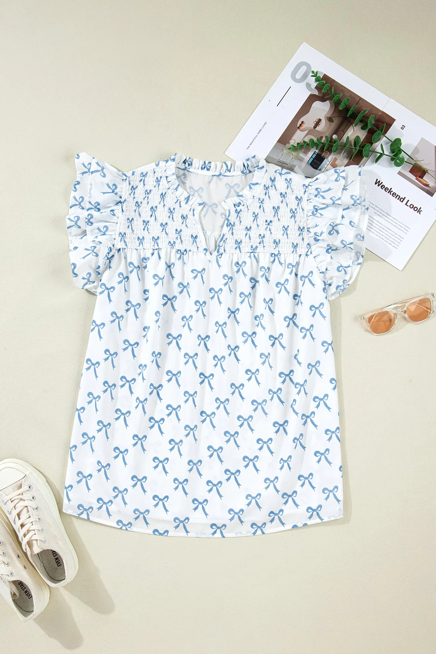 Threaded Pear Melody Short Sleeve Bow PLUS Top - Image 7