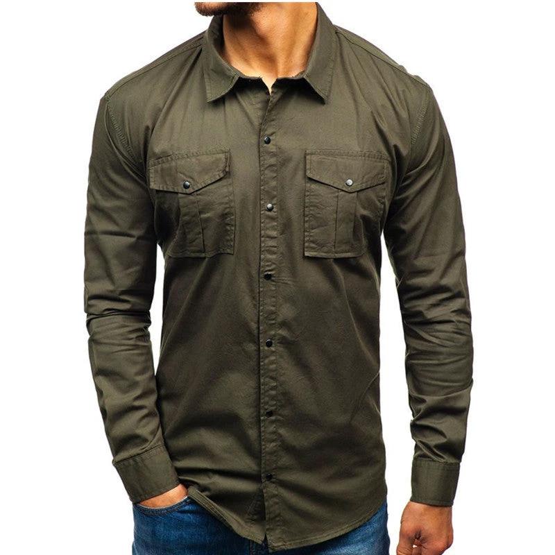 Men Autumn Winter Long Sleeve Blouse Man Cotton Shirt - Image 2