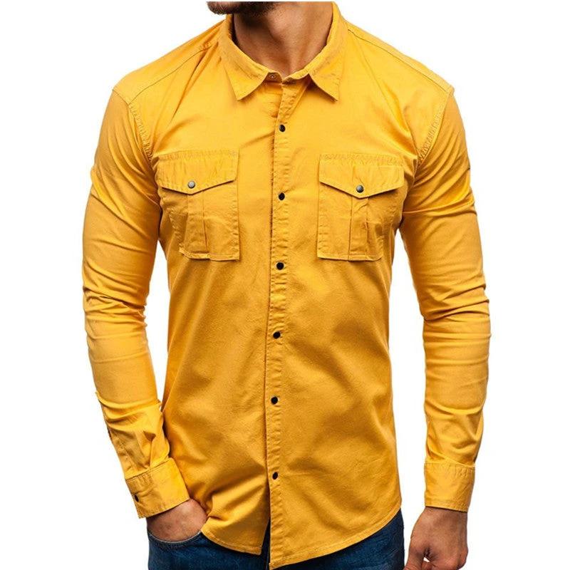 Men Autumn Winter Long Sleeve Blouse Man Cotton Shirt - Image 5