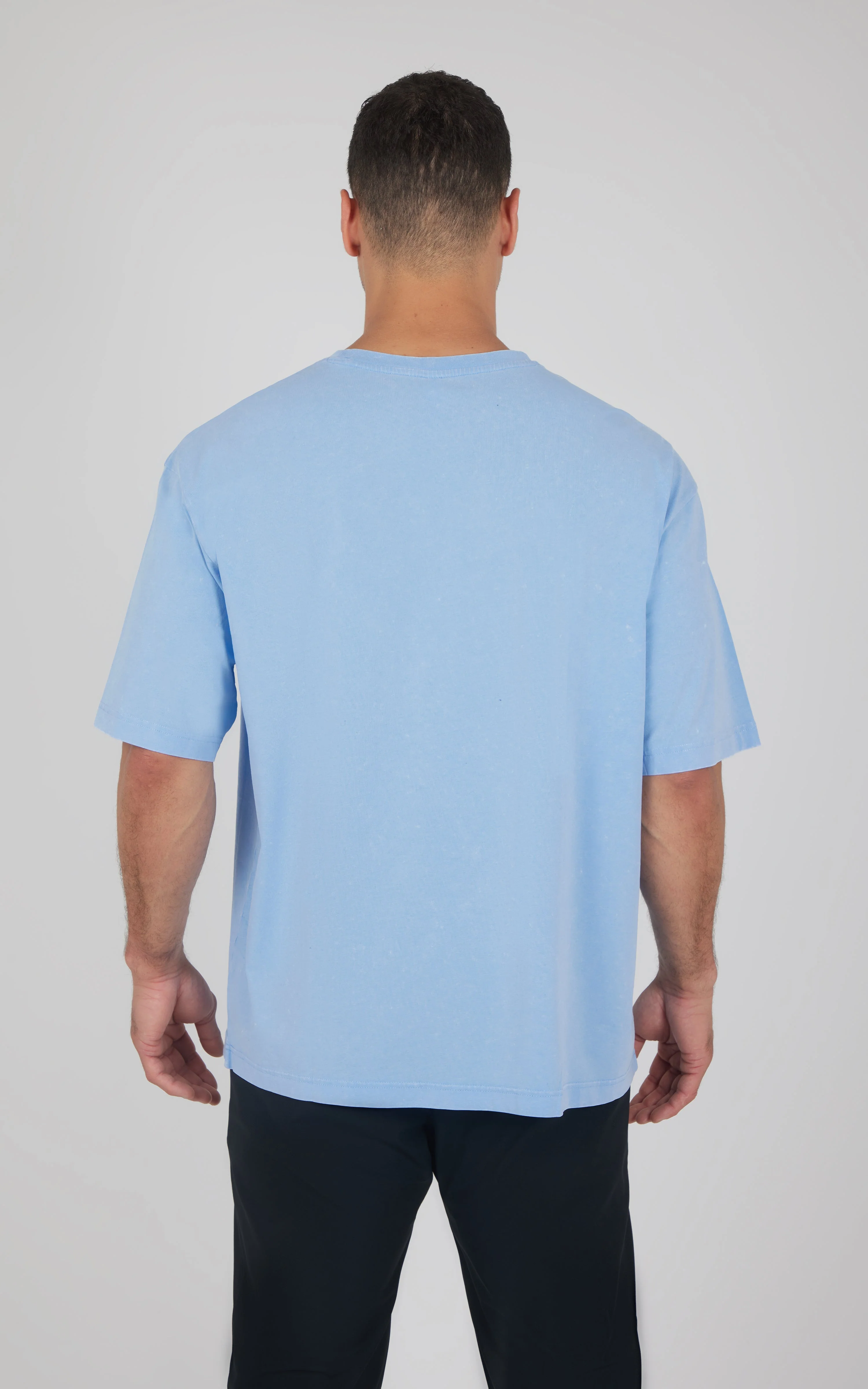 Mens Acid Wash Oversized Boxy Crew Neck Tee - Image 2